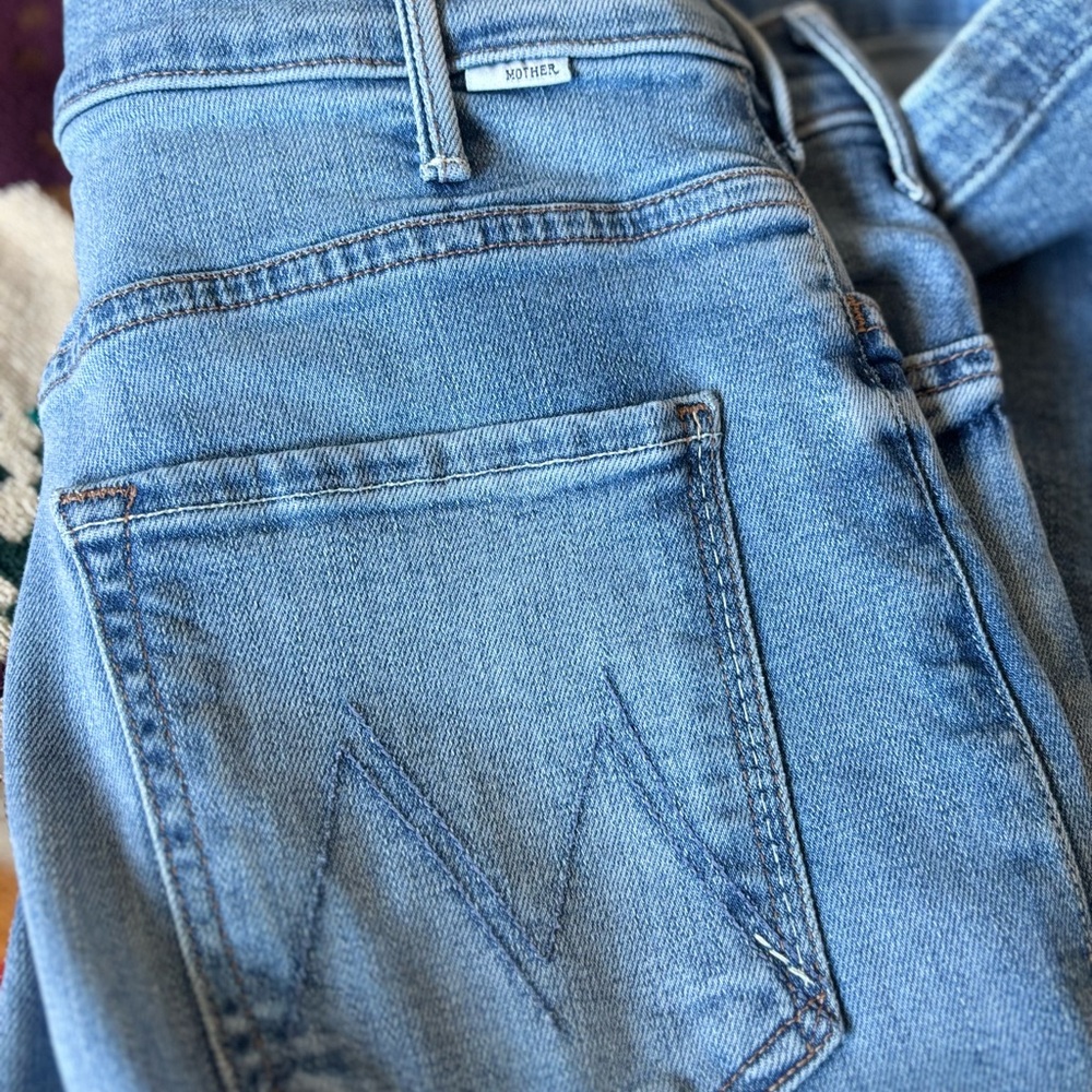 MOTHER Sky Blue Denim jeans, flare leg with split - Picture 6 of 12